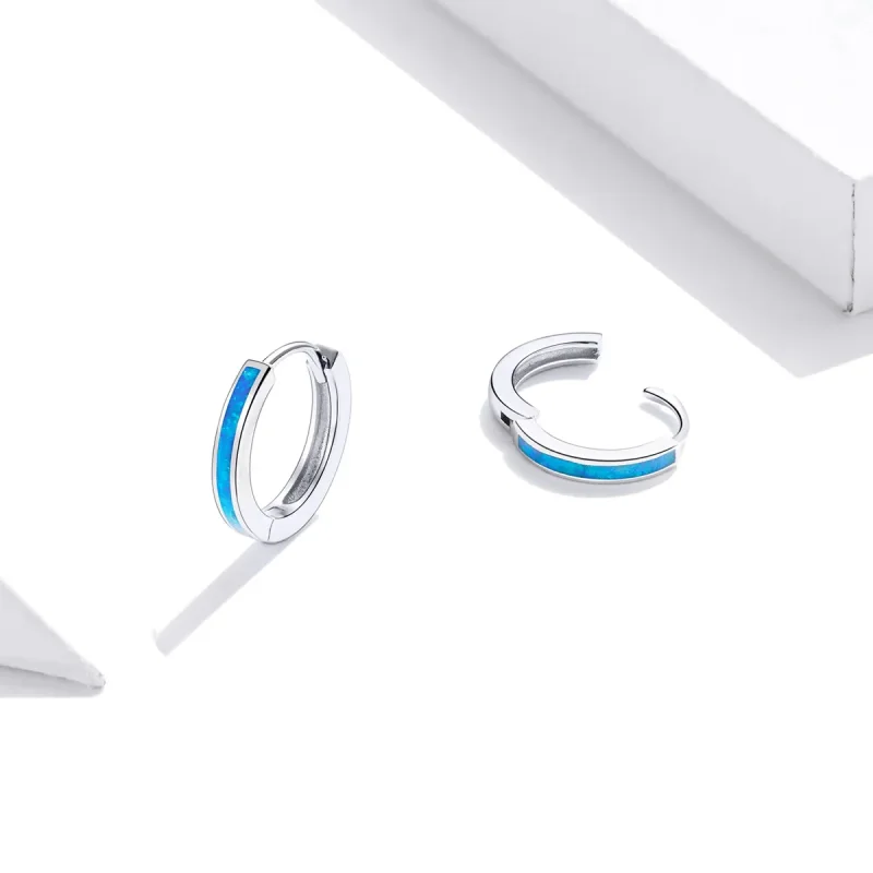 (bilde for) Pandora Style Sølv Opal Hoop Øredobber - SCE992 - Vis 4