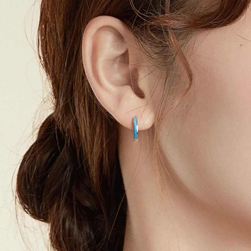(bilde for) Pandora Style Sølv Opal Hoop Øredobber - SCE992 - Vis 6
