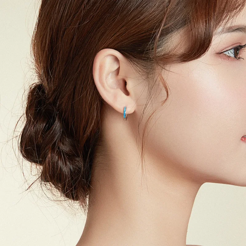(bilde for) Pandora Style Sølv Opal Hoop Øredobber - SCE992 - Vis 7