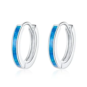 (bilde for) Pandora Style Sølv Opal Hoop Øredobber - SCE992