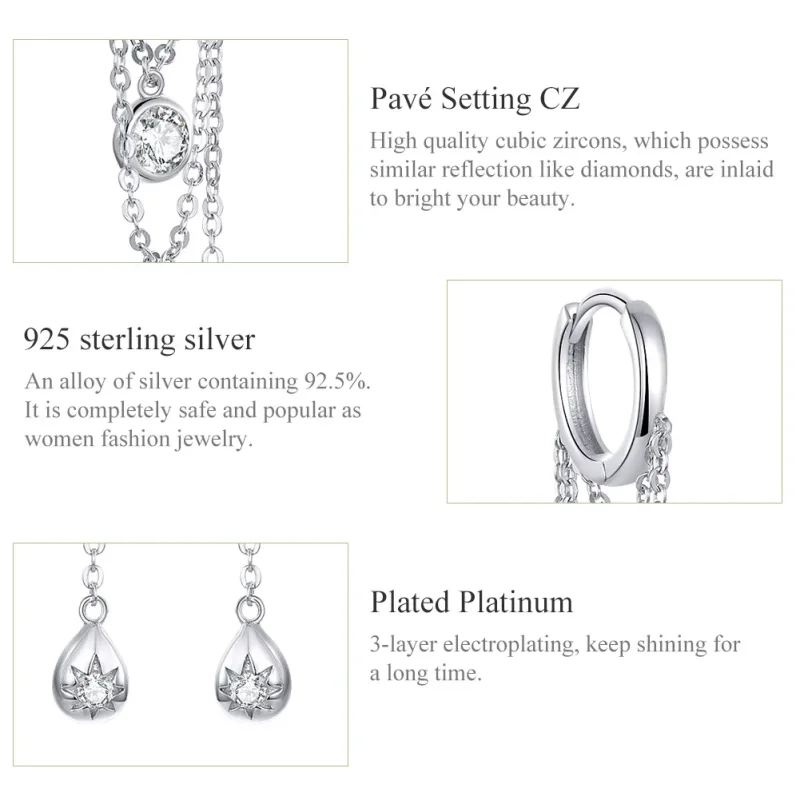 (bilde for) Pandora Style Sølv Pubertet Hengende øredobber - SCE638 - Vis 3