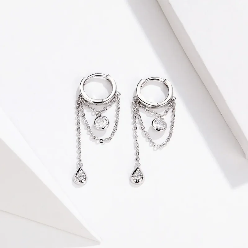 (bilde for) Pandora Style Sølv Pubertet Hengende øredobber - SCE638 - Vis 2