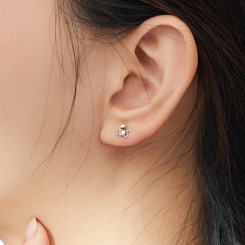 (bilde for) Pandora Style Sølv rampete øredobber med katt - SCE832 - Vis 6