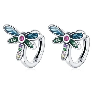(bilde for) Pandora Style Sølv Retro Dragonfly Hoop øredobber - SCE1172