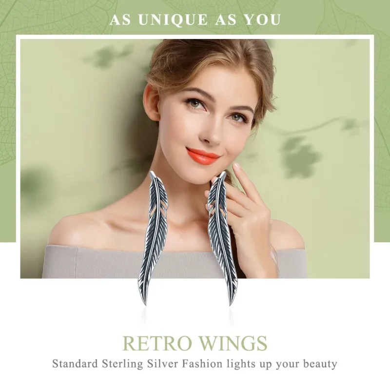 (bilde for) Pandora Style Sølv Retro Wings øredobber - SCE258 - Vis 2