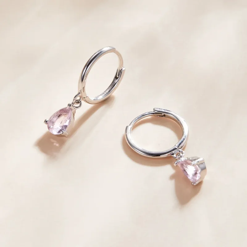(bilde for) Pandora Style Sølv Rosa Drop Dangle øredobber - SCE1018-PK - Vis 2