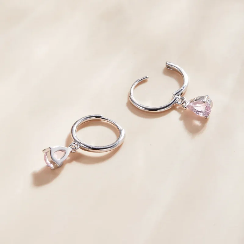 (bilde for) Pandora Style Sølv Rosa Drop Dangle øredobber - SCE1018-PK - Vis 3