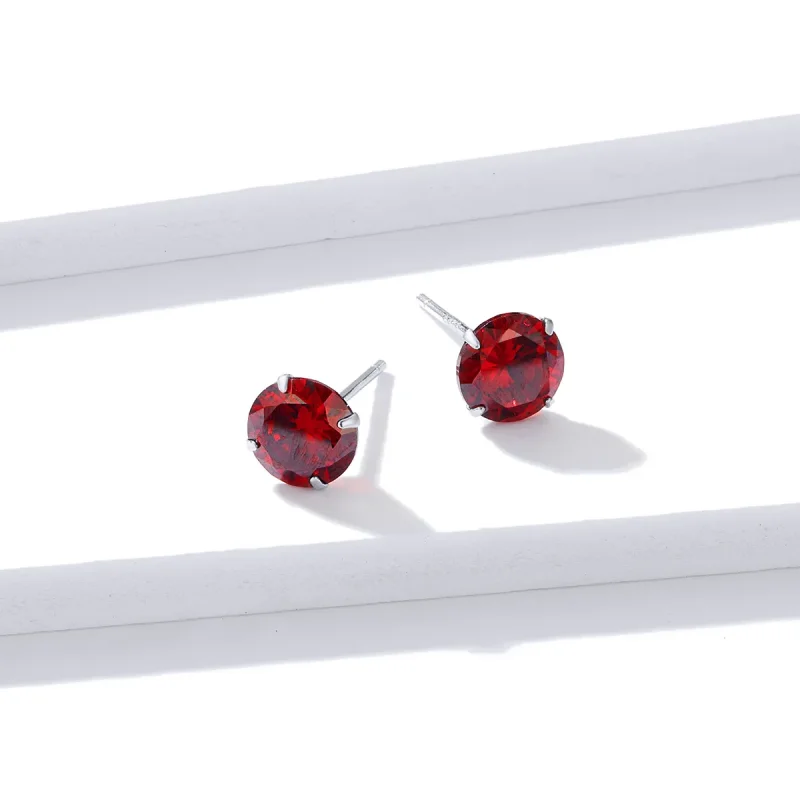 (bilde for) Pandora Style Sølv rubin øredobber - BSE166-RD - Vis 2