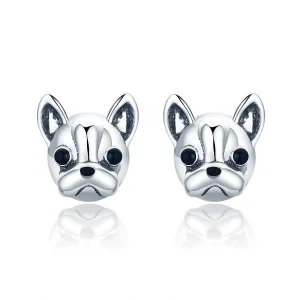 Pandora Style Sølv Søt Bulldog øredobber - SCE283 (bilde for) Pandora Style Sølv Søt Bulldog øredobber - SCE283