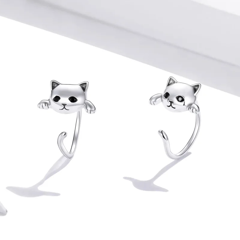 (bilde for) Pandora Style Sølv Søt Cat Hoop øredobber - SCE965 - Vis 2