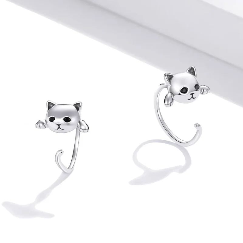 (bilde for) Pandora Style Sølv Søt Cat Hoop øredobber - SCE965 - Vis 3