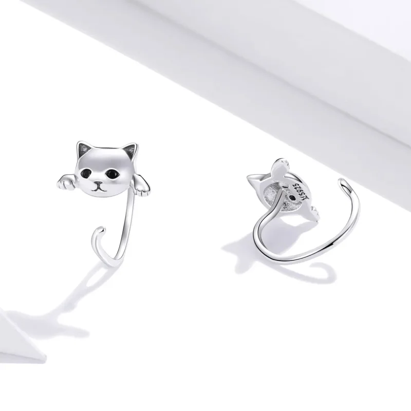 (bilde for) Pandora Style Sølv Søt Cat Hoop øredobber - SCE965 - Vis 4