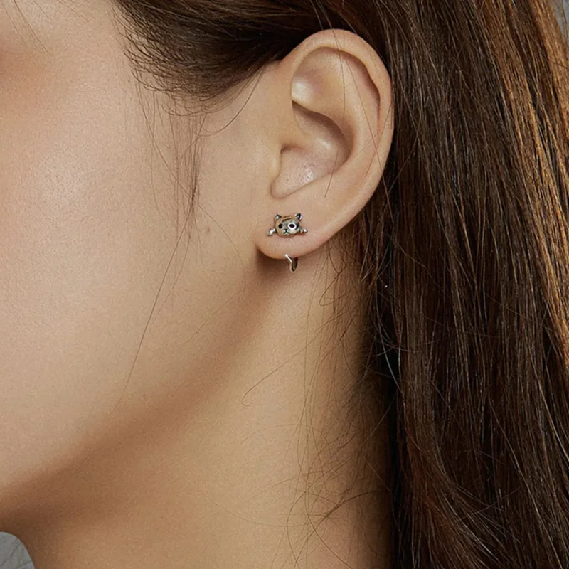 (bilde for) Pandora Style Sølv Søt Cat Hoop øredobber - SCE965 - Vis 5