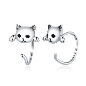 (bilde for) Pandora Style Sølv Søt Cat Hoop øredobber - SCE965