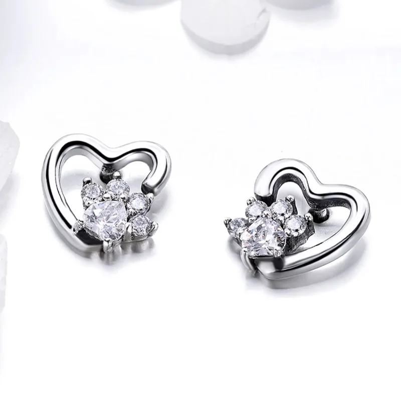 (bilde for) Pandora Style Sølv Søt Cat Paw Stud øredobber - SCE415 - Vis 2