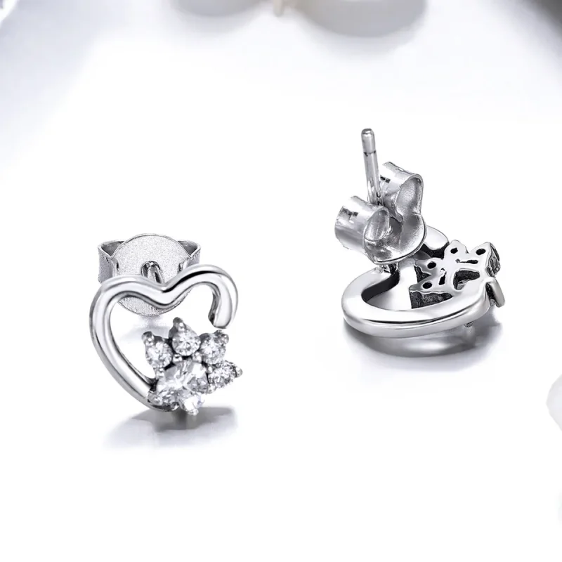 (bilde for) Pandora Style Sølv Søt Cat Paw Stud øredobber - SCE415 - Vis 3