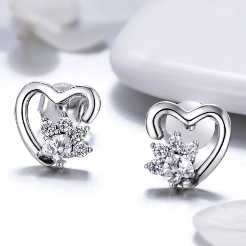 (bilde for) Pandora Style Sølv Søt Cat Paw Stud øredobber - SCE415 - Vis 4