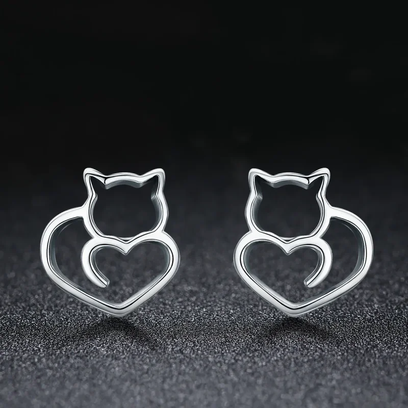 (bilde for) Pandora Style Sølv Søt Cat Stud øredobber - SCE271 - Vis 3