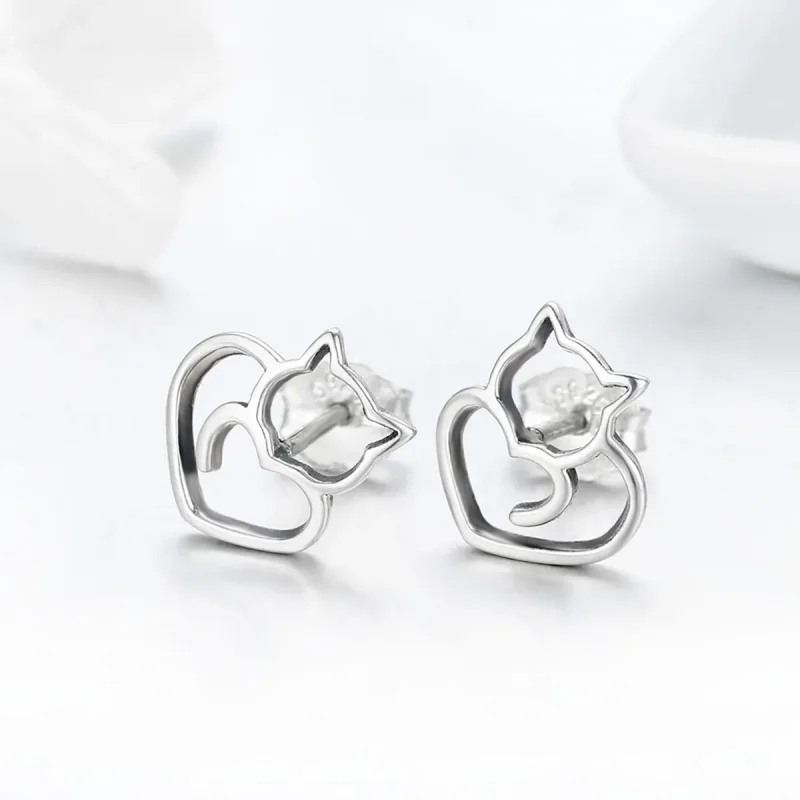 (bilde for) Pandora Style Sølv Søt Cat Stud øredobber - SCE271 - Vis 4