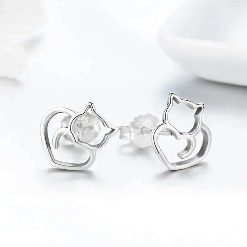 (bilde for) Pandora Style Sølv Søt Cat Stud øredobber - SCE271 - Vis 5