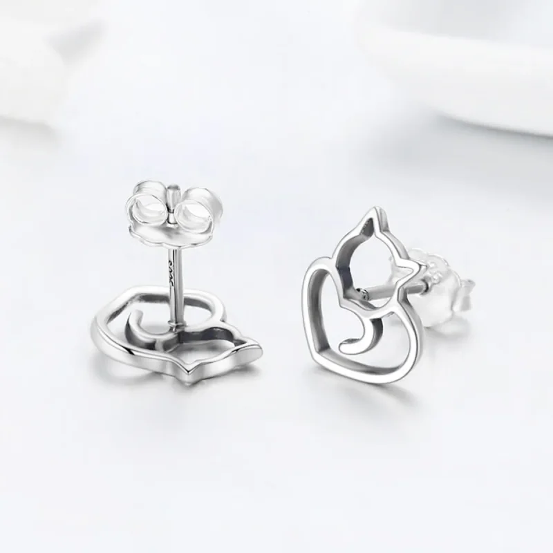(bilde for) Pandora Style Sølv Søt Cat Stud øredobber - SCE271 - Vis 6