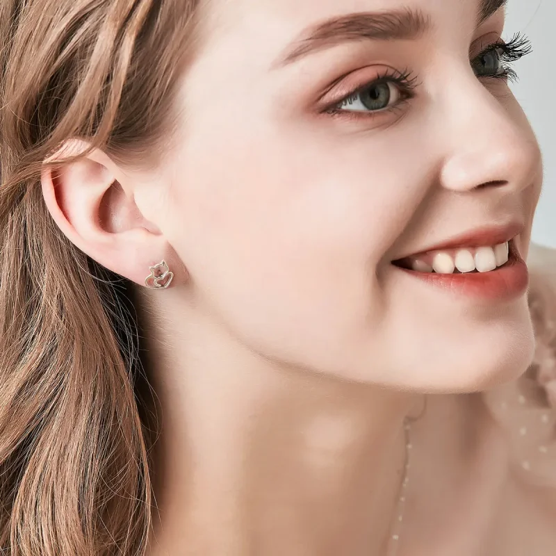 (bilde for) Pandora Style Sølv Søt Cat Stud øredobber - SCE271 - Vis 8