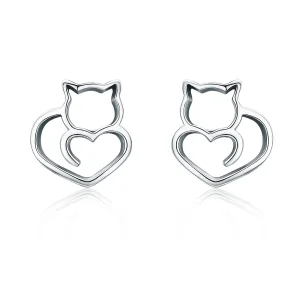 (bilde for) Pandora Style Sølv Søt Cat Stud øredobber - SCE271