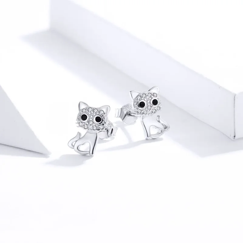 (bilde for) Pandora Style Sølv Søt Cat Stud øredobber - SCE797 - Vis 2