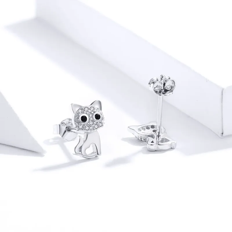 (bilde for) Pandora Style Sølv Søt Cat Stud øredobber - SCE797 - Vis 3