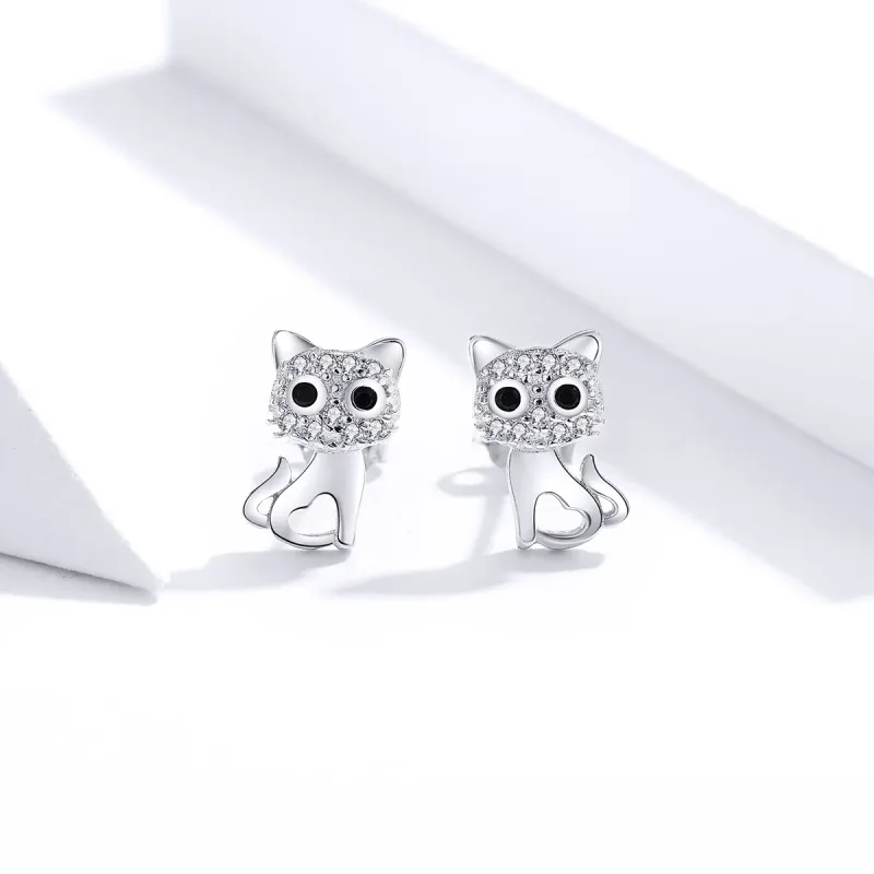 (bilde for) Pandora Style Sølv Søt Cat Stud øredobber - SCE797 - Vis 4