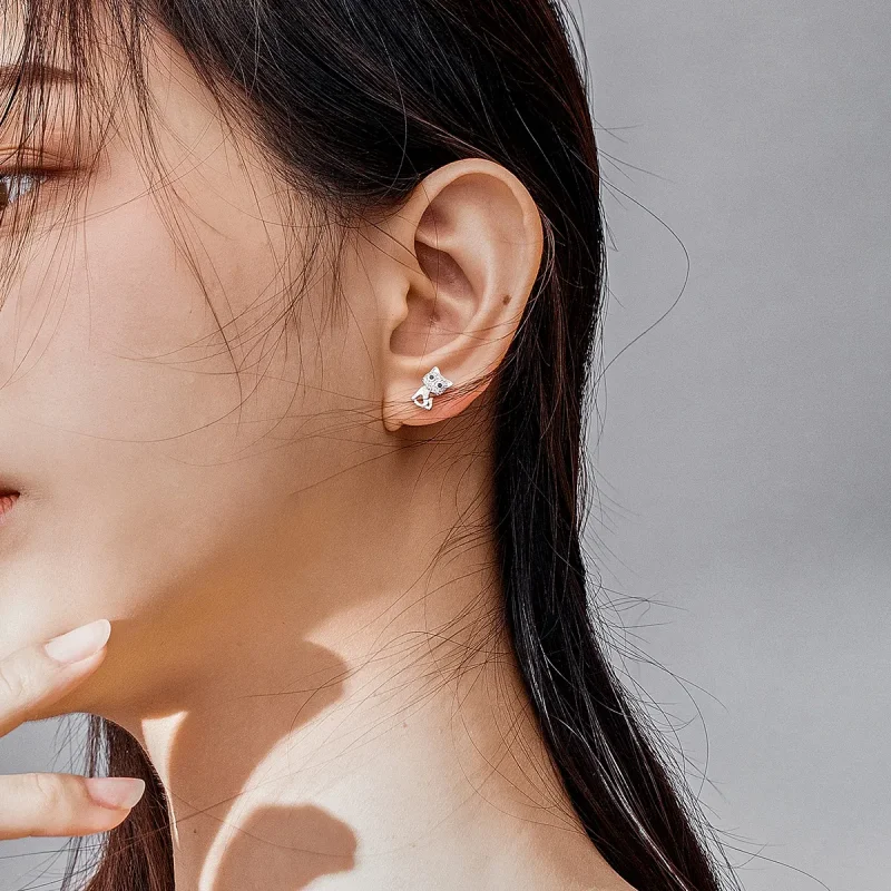 (bilde for) Pandora Style Sølv Søt Cat Stud øredobber - SCE797 - Vis 6