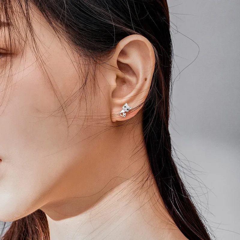 (bilde for) Pandora Style Sølv Søt Cat Stud øredobber - SCE797 - Vis 7