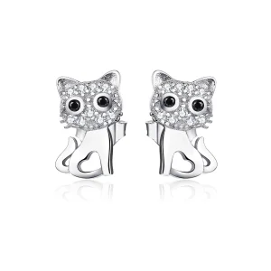 (bilde for) Pandora Style Sølv Søt Cat Stud øredobber - SCE797