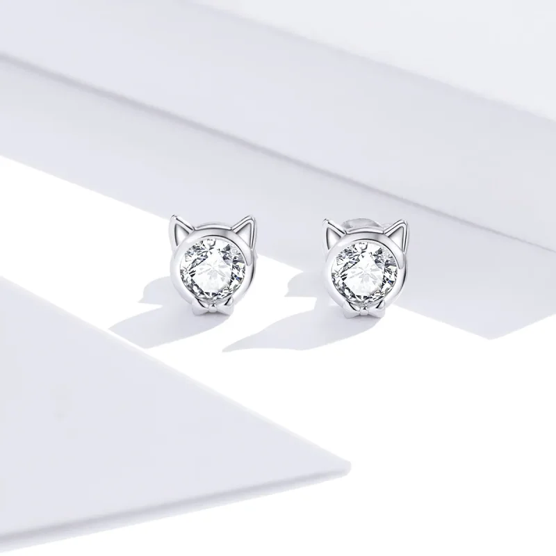 (bilde for) Pandora Style Sølv Søte Cat Stud øredobber - SCE899 - Vis 2