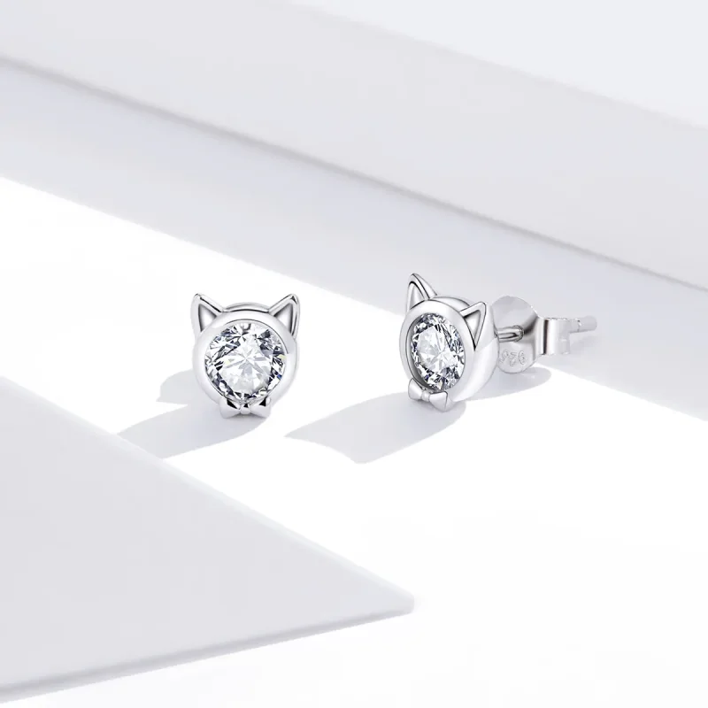 (bilde for) Pandora Style Sølv Søte Cat Stud øredobber - SCE899 - Vis 3