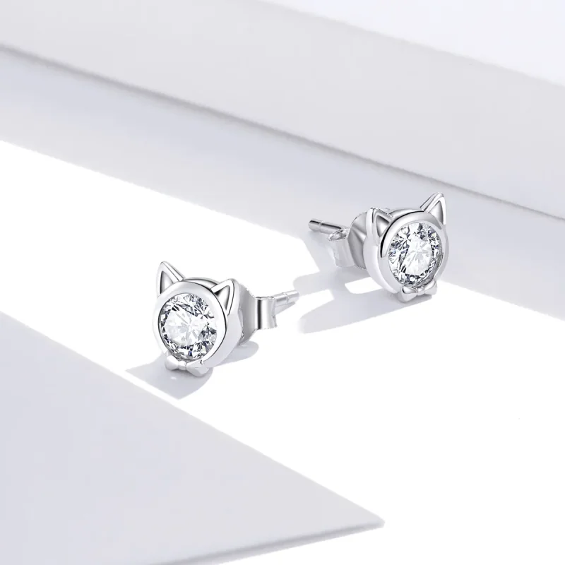 (bilde for) Pandora Style Sølv Søte Cat Stud øredobber - SCE899 - Vis 4