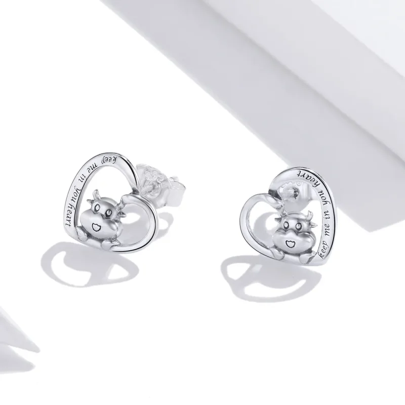(bilde for) Pandora Style Sølv Søte Cow Stud øredobber - SCE984 - Vis 2