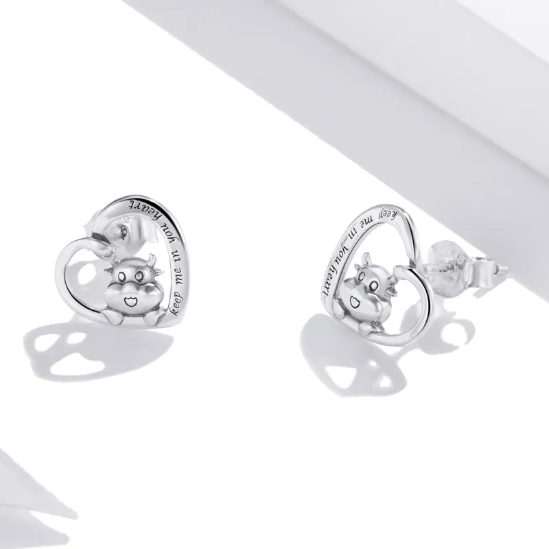 (bilde for) Pandora Style Sølv Søte Cow Stud øredobber - SCE984 - Vis 3
