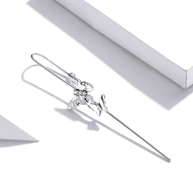 (bilde for) Pandora Style Sølv Stilige Ear Needles Dingle øredobber - SCE1132 - Vis 2
