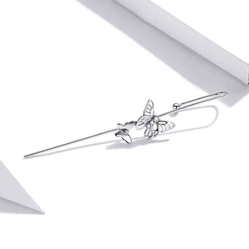 (bilde for) Pandora Style Sølv Stilige Ear Needles Dingle øredobber - SCE1132 - Vis 3