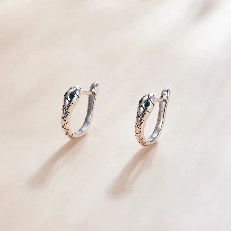 (bilde for) Pandora Style Sølv tegneserie Snake Hoop øredobber - SCE1104 - Vis 2