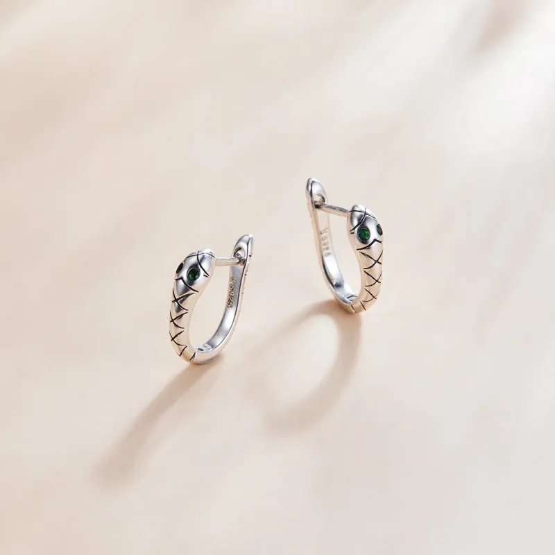 (bilde for) Pandora Style Sølv tegneserie Snake Hoop øredobber - SCE1104 - Vis 3