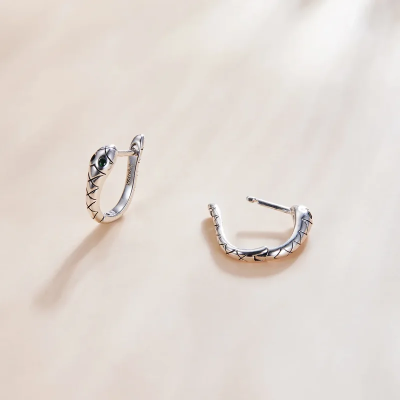(bilde for) Pandora Style Sølv tegneserie Snake Hoop øredobber - SCE1104 - Vis 4