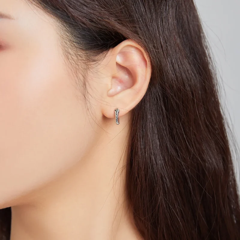 (bilde for) Pandora Style Sølv tegneserie Snake Hoop øredobber - SCE1104 - Vis 5