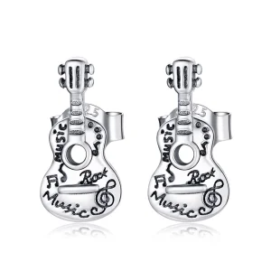 (bilde for) Pandora Style sølv vintage gitar øredobber - SCE1155