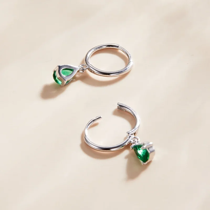 (bilde for) Pandora Style Sølvgrønn Drop Dangle øredobber - SCE1018-GN - Vis 2