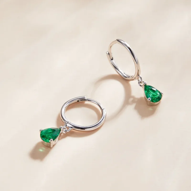(bilde for) Pandora Style Sølvgrønn Drop Dangle øredobber - SCE1018-GN - Vis 3