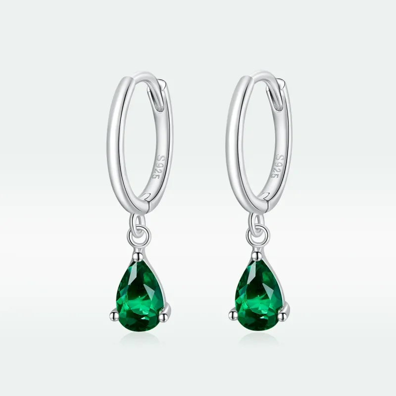 (bilde for) Pandora Style Sølvgrønn Drop Dangle øredobber - SCE1018-GN - Vis 5