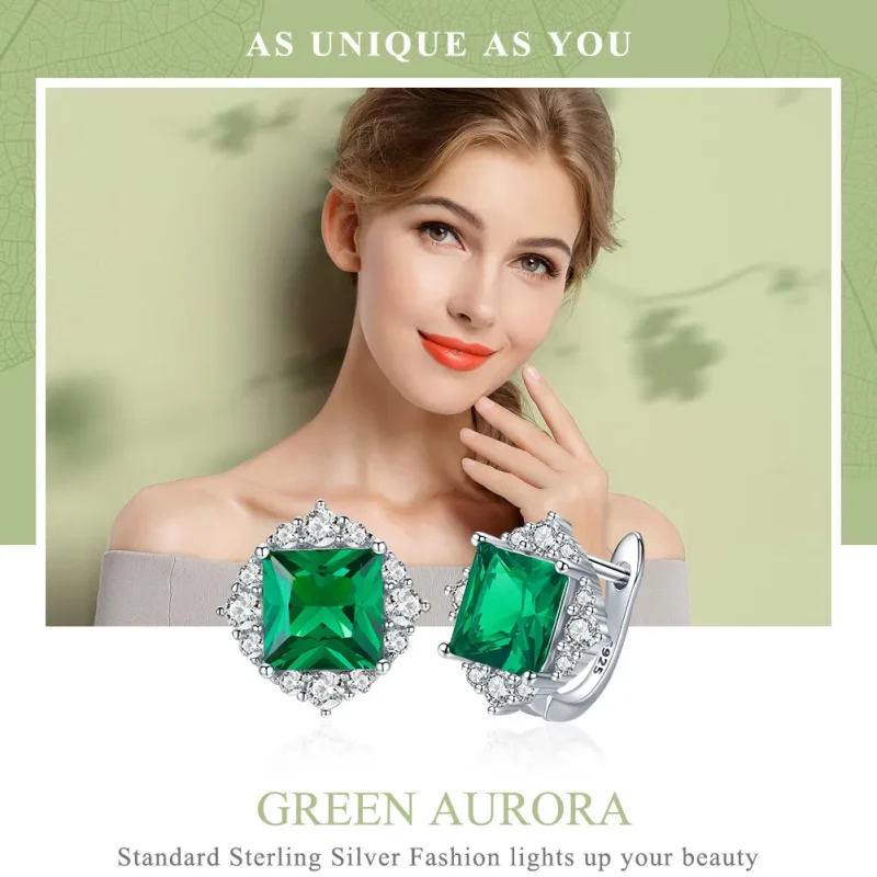 (bilde for) Pandora Style Sølvgrønne Aurora ørepynt - SCE540 - Vis 2