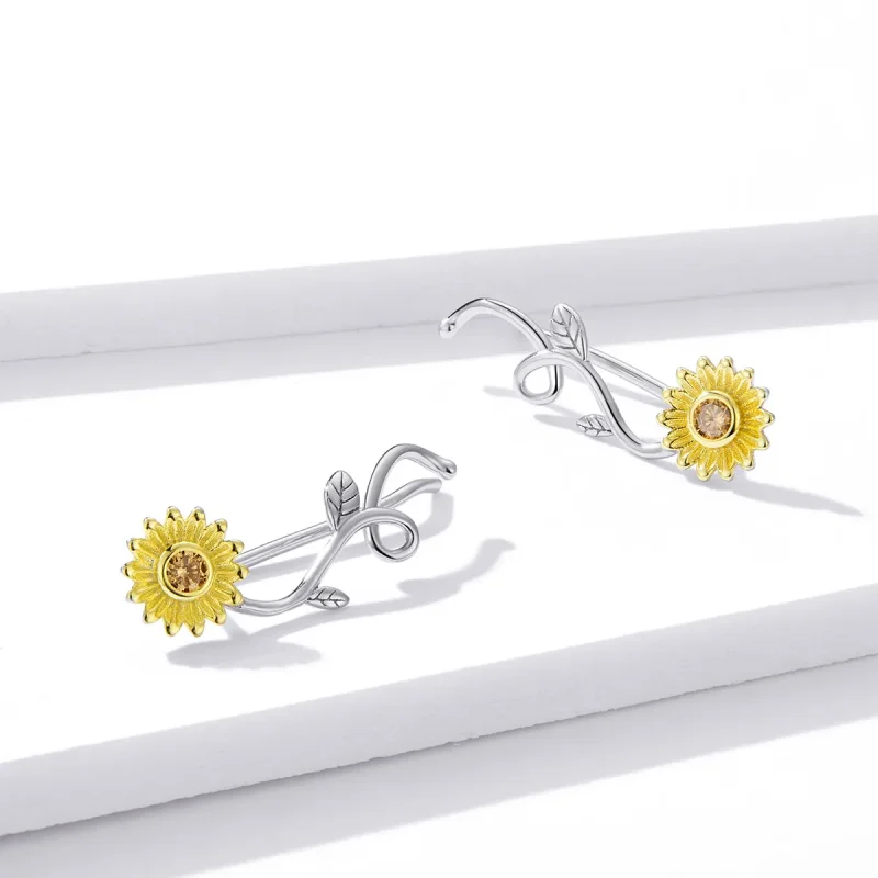 (bilde for) Pandora Style Two Tone Bicolor Fresh Daisy Stud øredobber - BSE394 - Vis 3